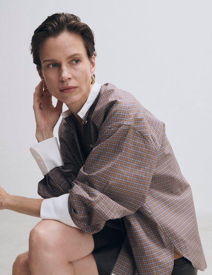 Camel check oversized Pia shirt