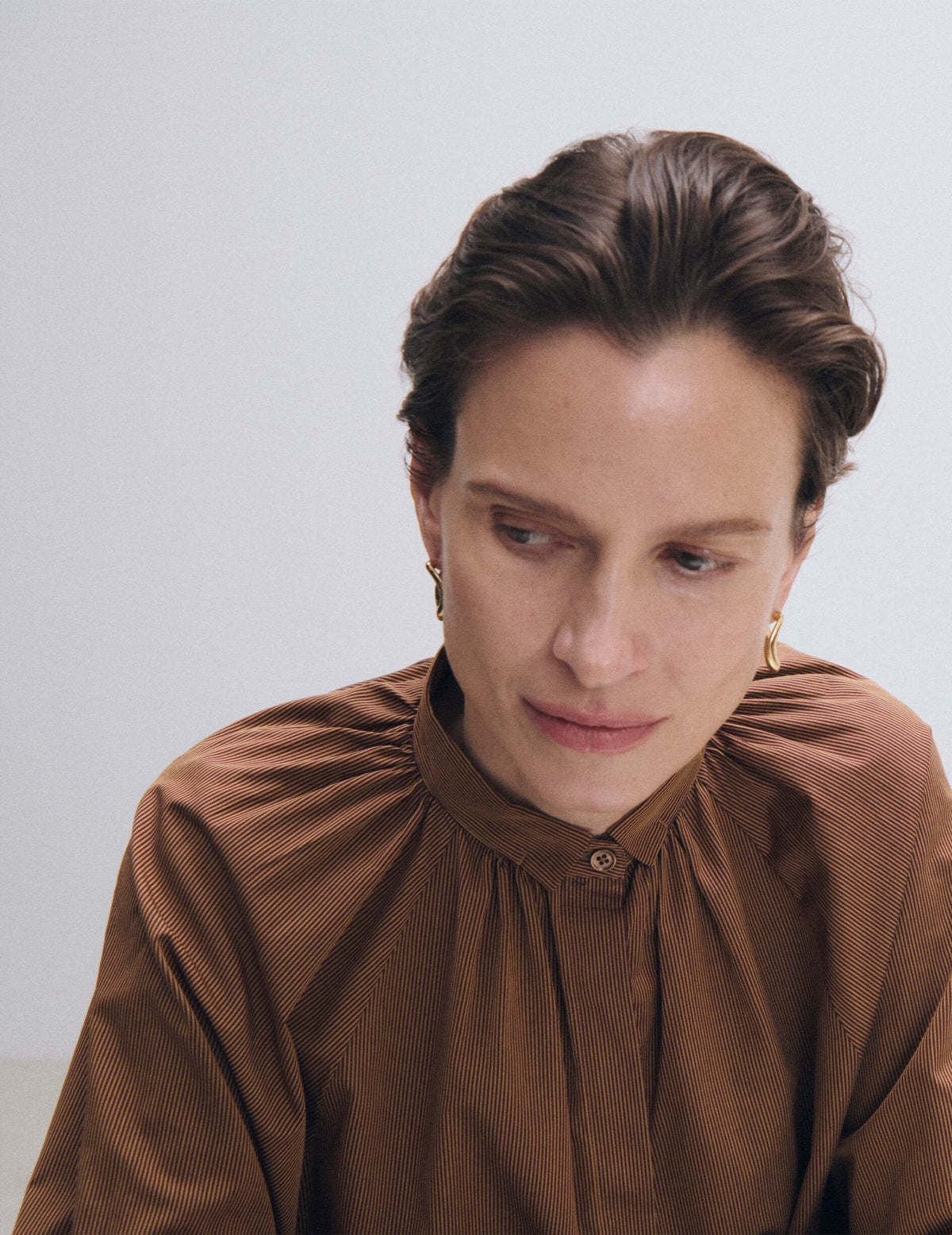 Burgundy striped Pauline shirt - Poplin - Sewn Collar#2