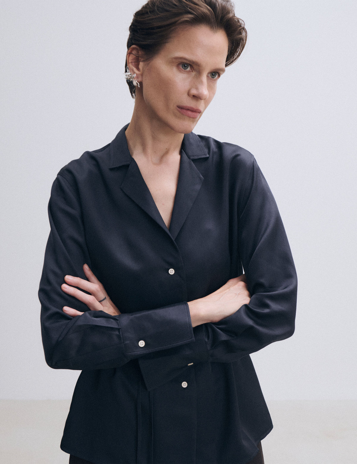Navy blue Paz shirt - Viscose - Suit Collar#3