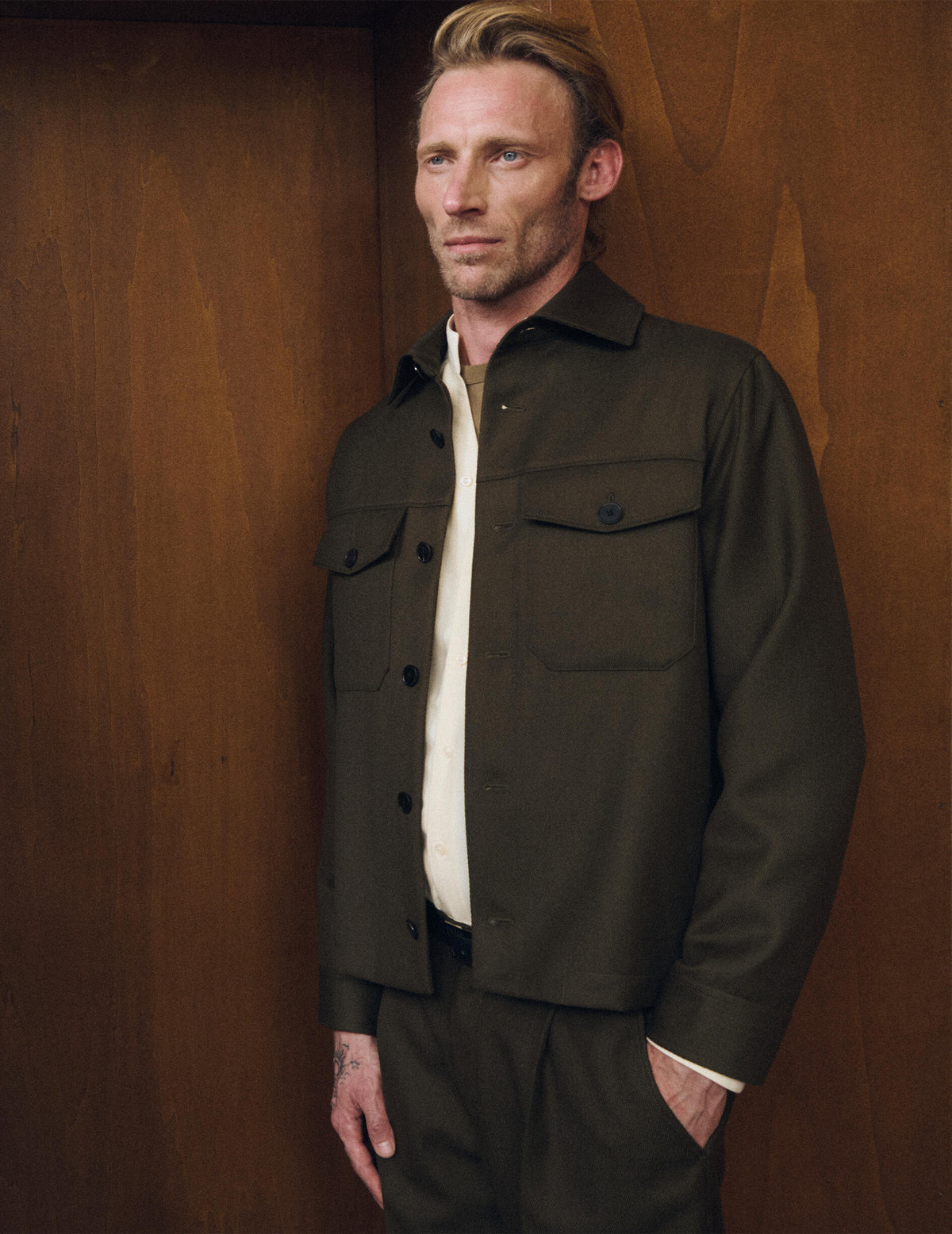 Khaki virgin wool Phileas jacket