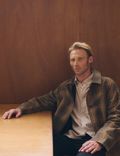 Reversible brown check Preston trench coat