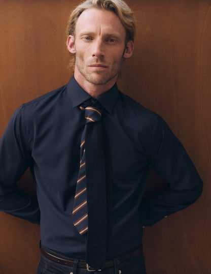 Navy blue virgin wool Auguste shirt