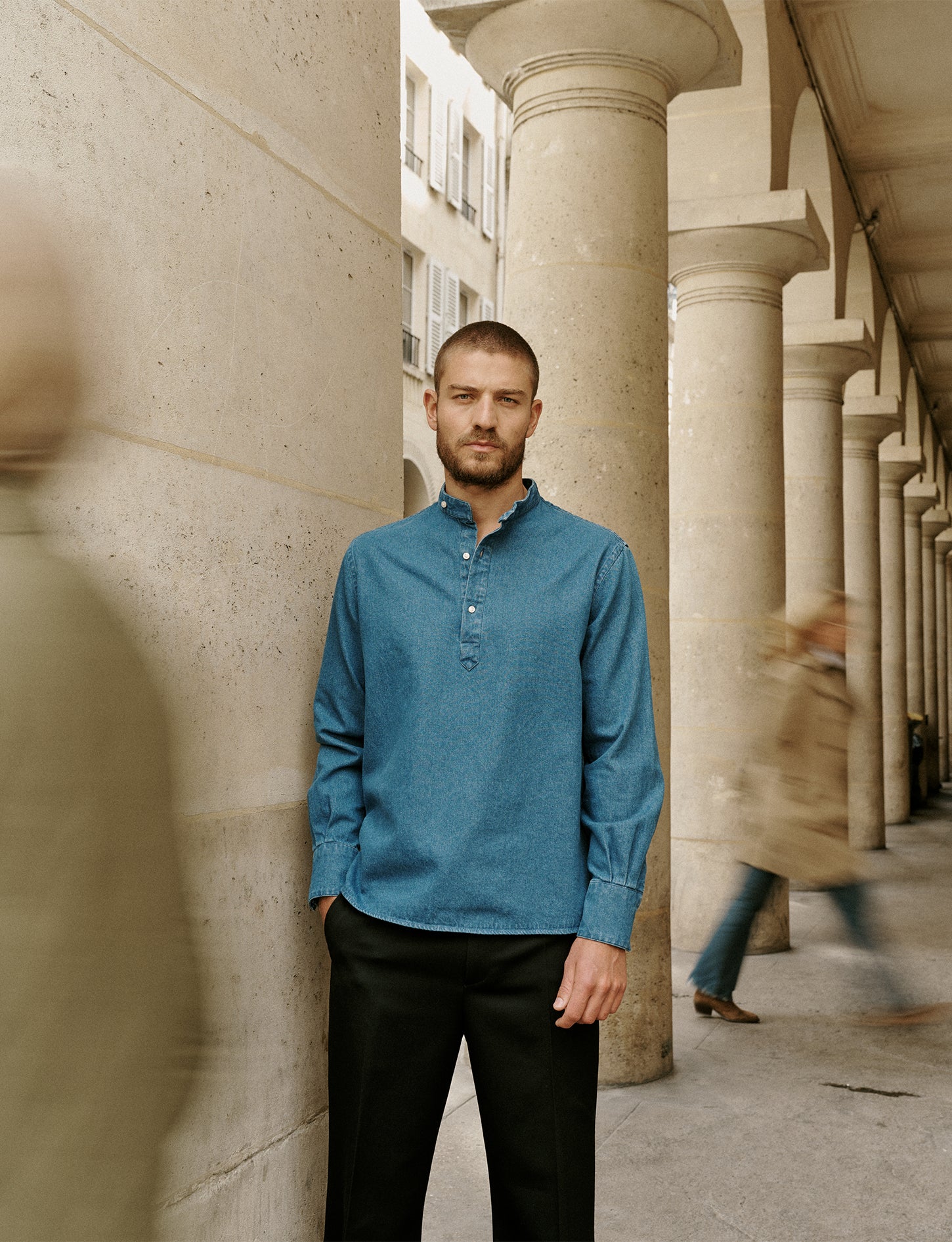 Denim Palais Royal shirt - Denim - Officer Collar#1