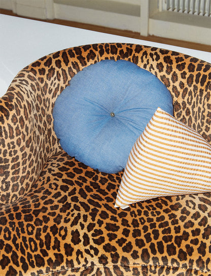 Divino ochre striped seersucker cushion