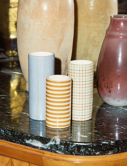 Domino ochre striped small model pot