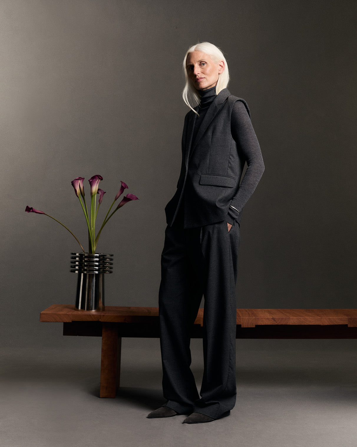 Monica grey virgin wool blazer