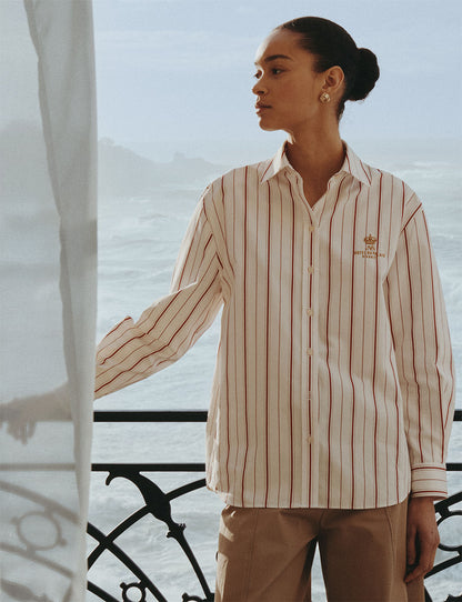 Unisex Olatua rust-orange striped shirt