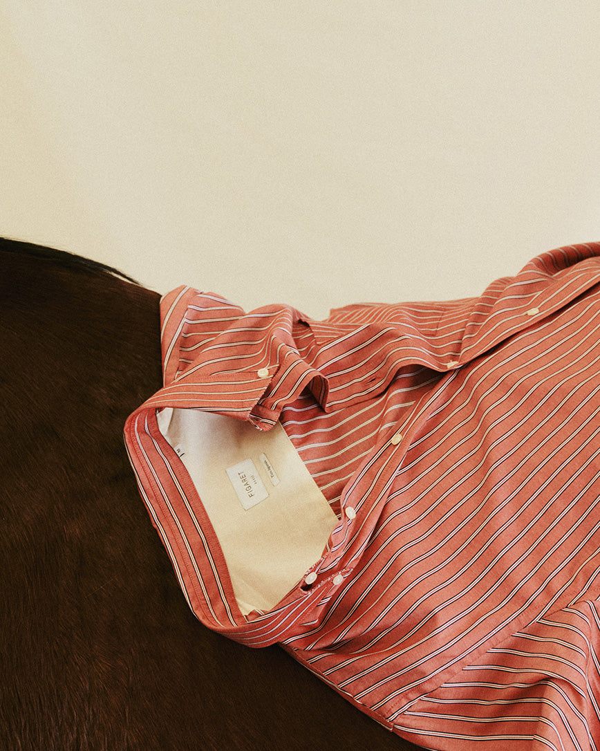 Red striped Aurélien shirt - Poplin - Prodigious buttoned Collar#5