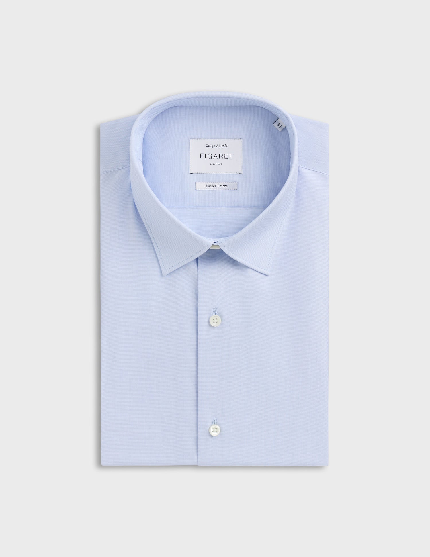 Fitted blue shirt - Fil-à-fil - Figaret Collar