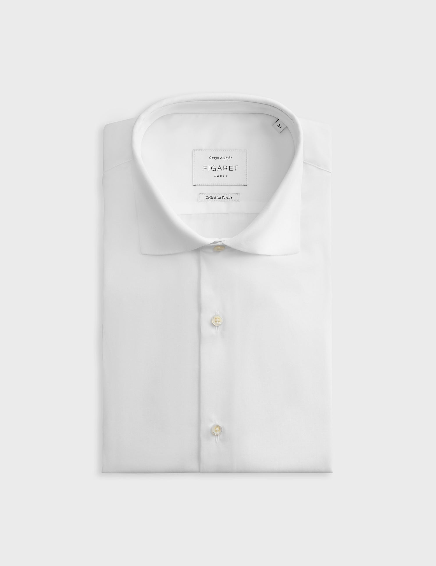 Fitted white easy-iron shirt - Poplin - Italian Collar - Easy-iron