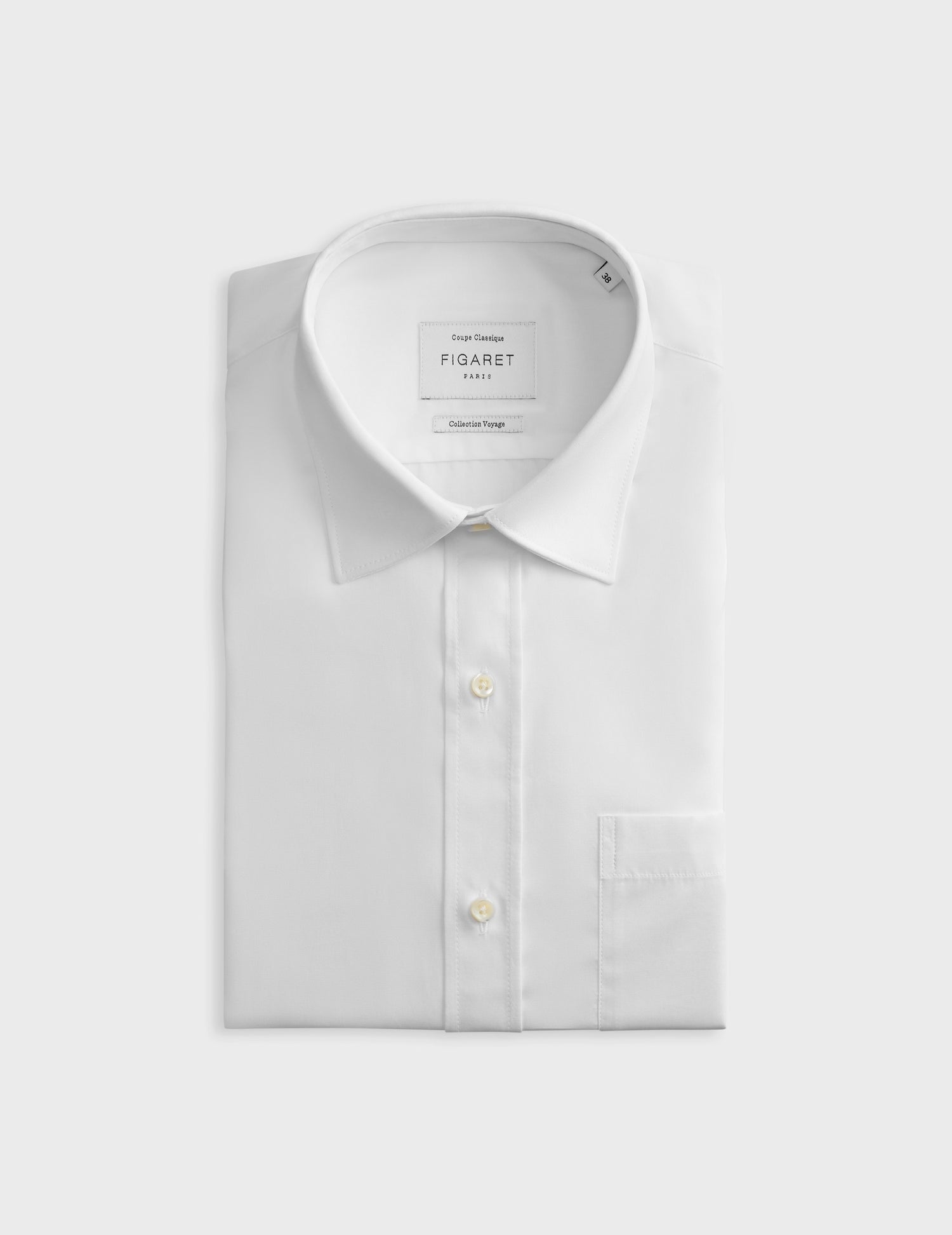 Classic white easy-iron Shirt - Poplin - Figaret Collar - Easy-iron