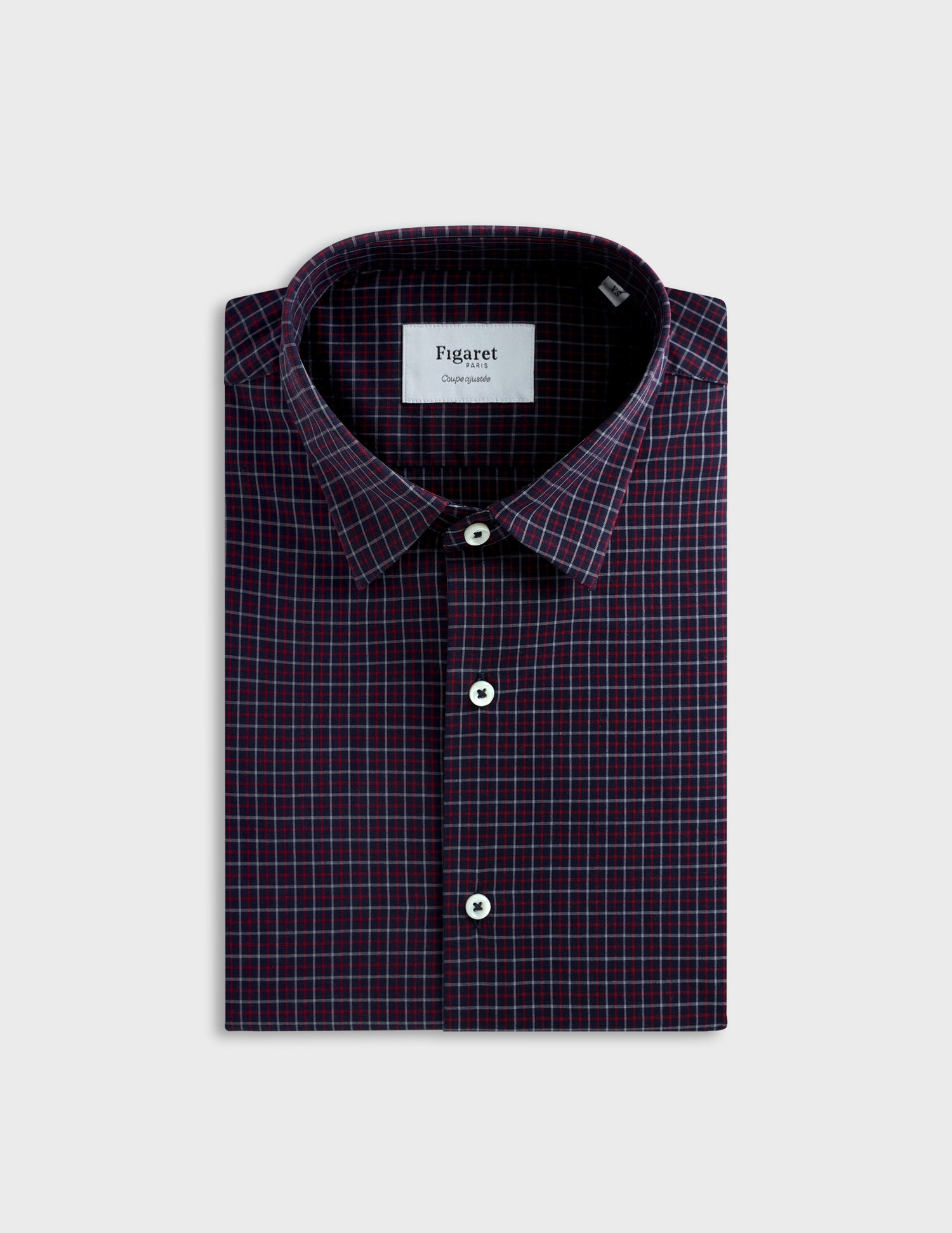 Fitted red check shirt - Poplin - Flexible Collar