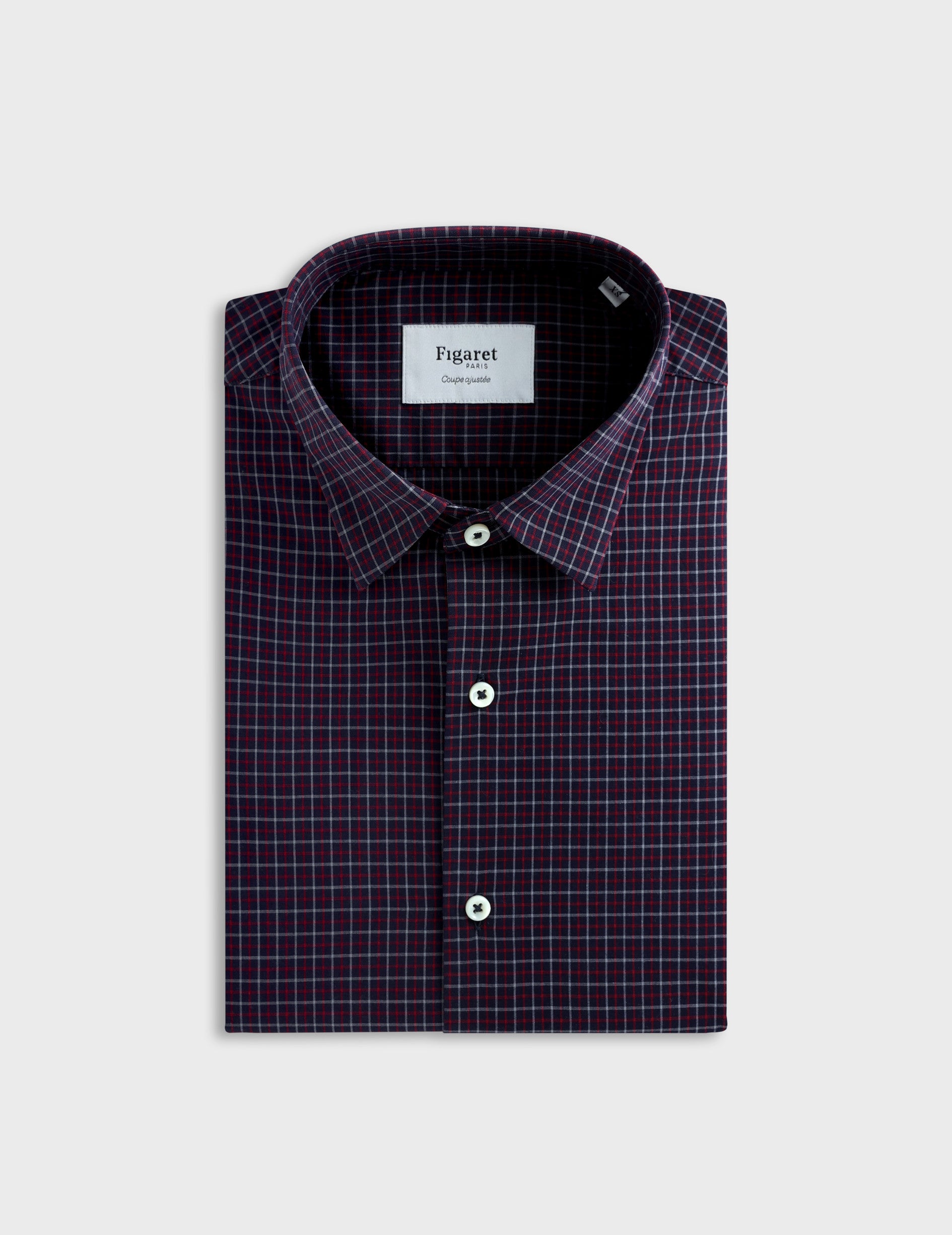 Fitted red check shirt - Poplin - Flexible Collar
