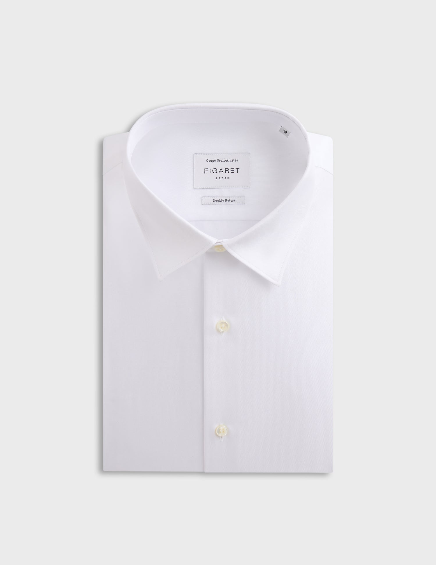 Semi-fitted white shirt - Dobby - Figaret Collar