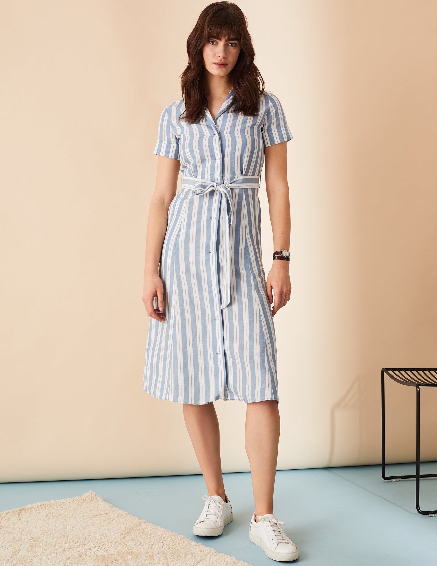 Maia blue canvas with blue stripes