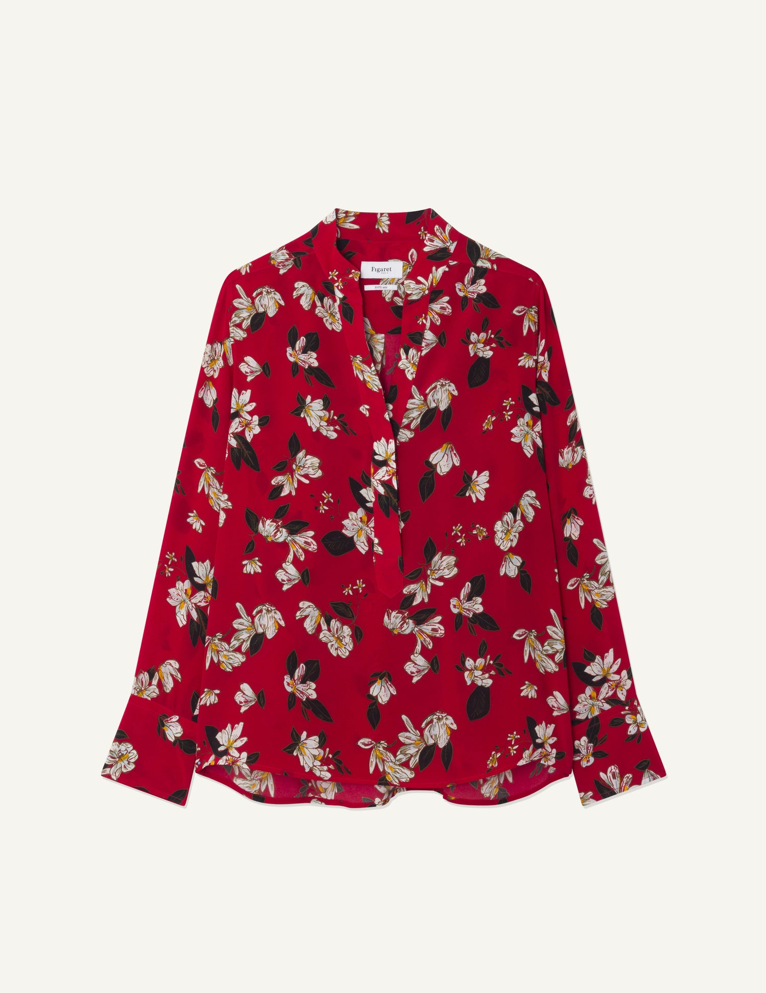 Blouse Sandra imprimée en soie rouge - Crêpe