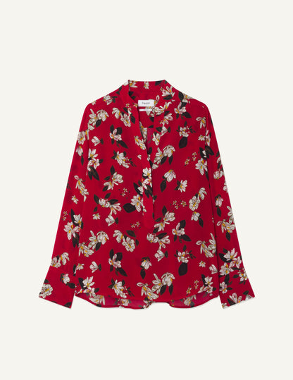 Blouse Sandra imprimée en soie rouge