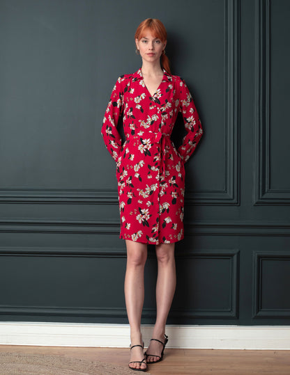 Robe Iris en crêpe rouge imprimée