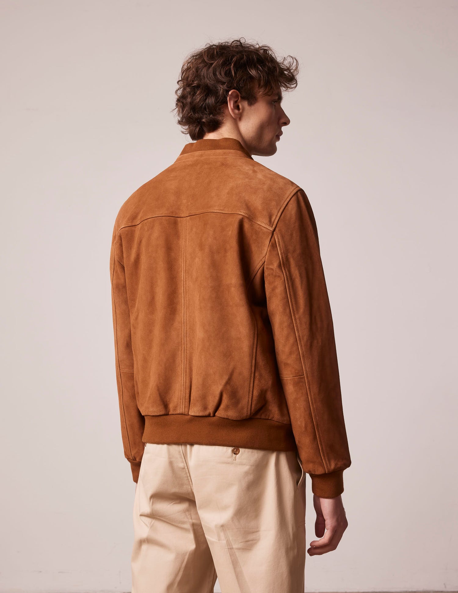 Camel suede Leo teddy jacket