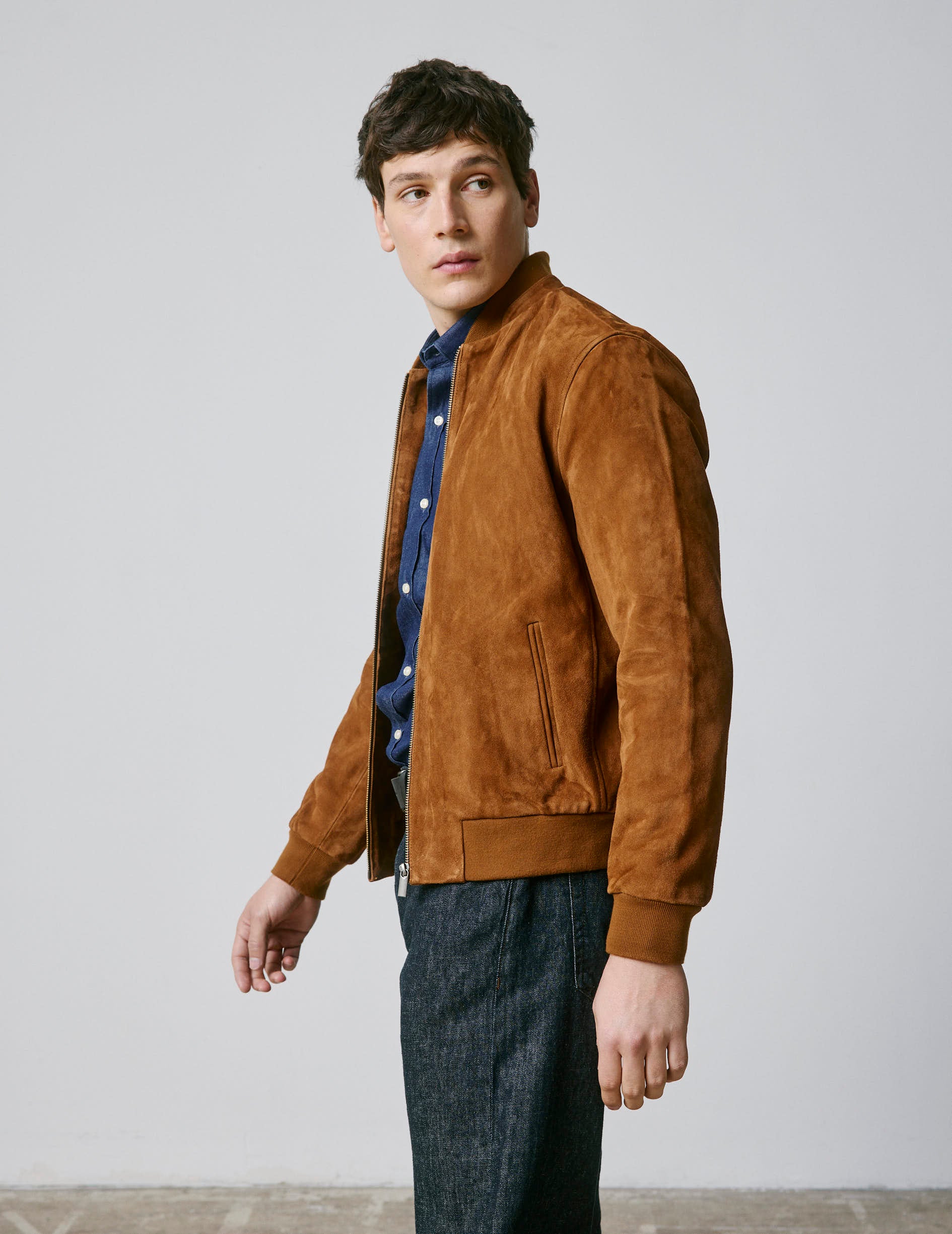 Camel suede Leo teddy jacket