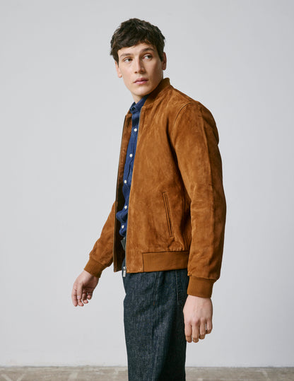Camel suede Leo teddy jacket