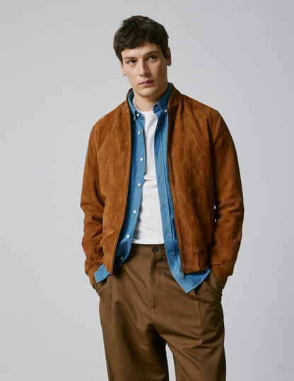 Camel suede Leo teddy jacket