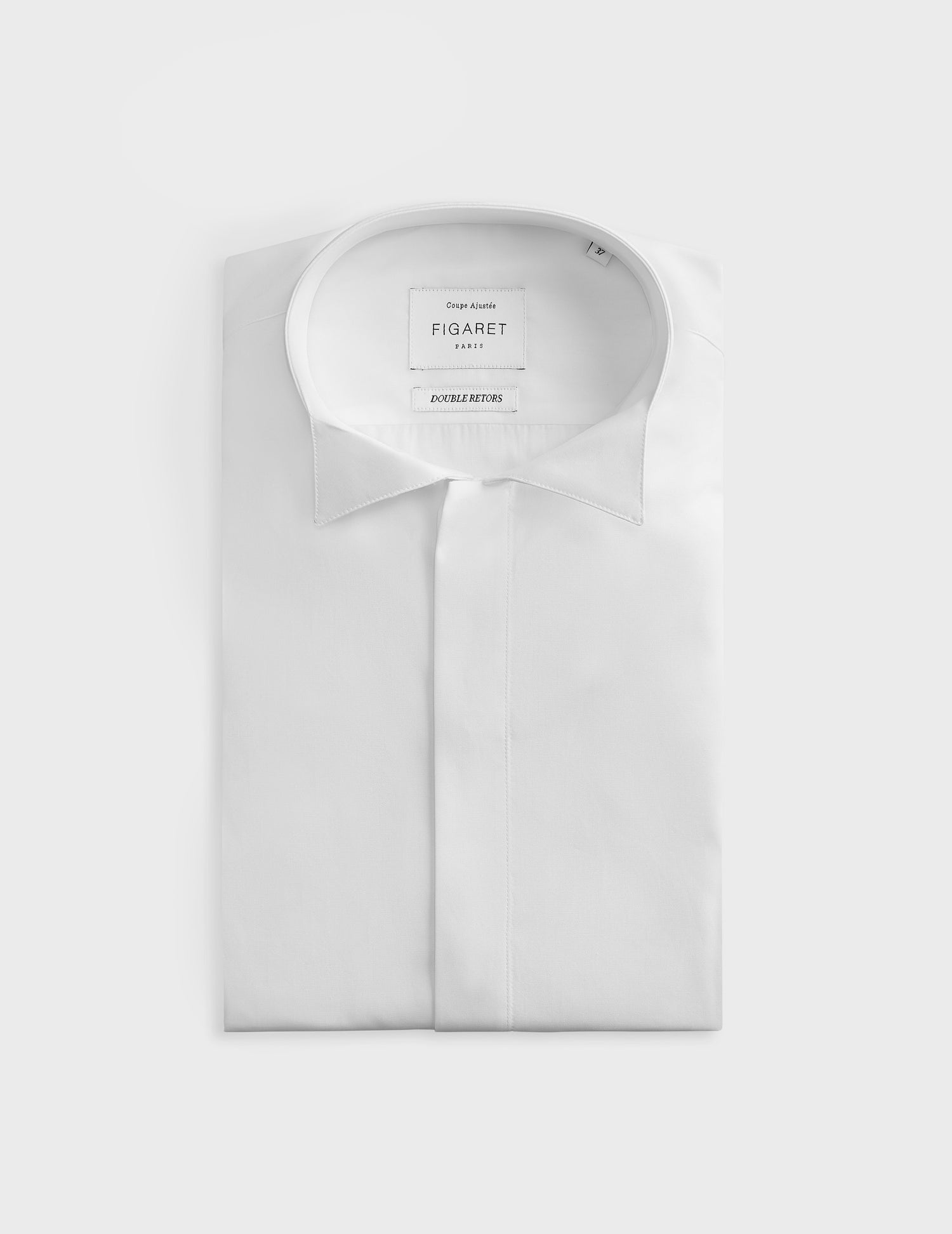 Fitted white hidden buttons placket shirt - Poplin - Wing Collar - French Cuffs
