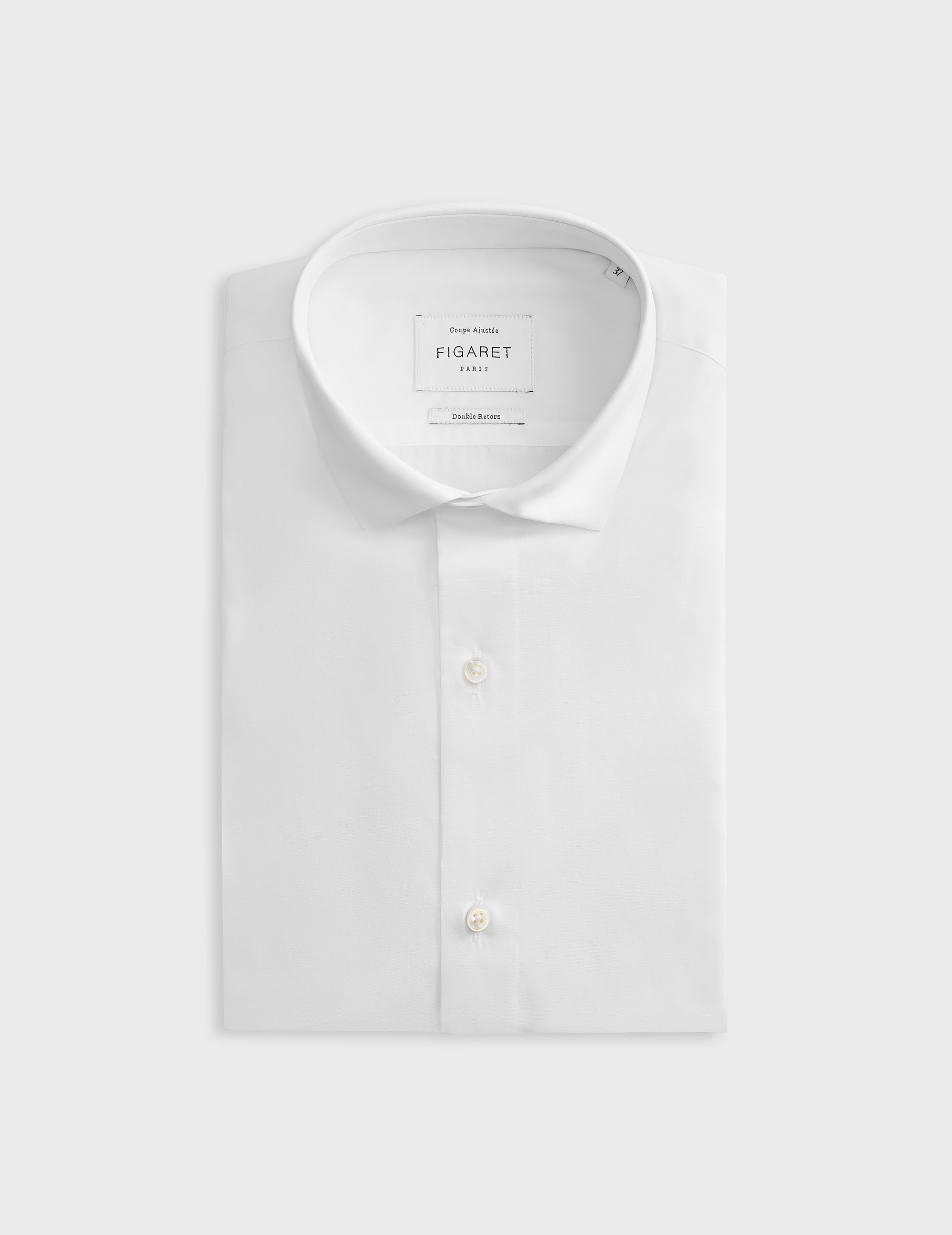 Fitted white shirt - Poplin - Thin Collar