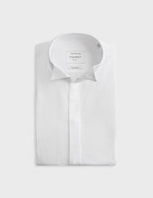 Semi-fitted white hidden buttons placket shirt