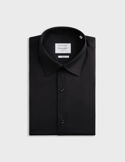 Semi-fitted Black stretch shirt Semi-fitted Black stretch shirt