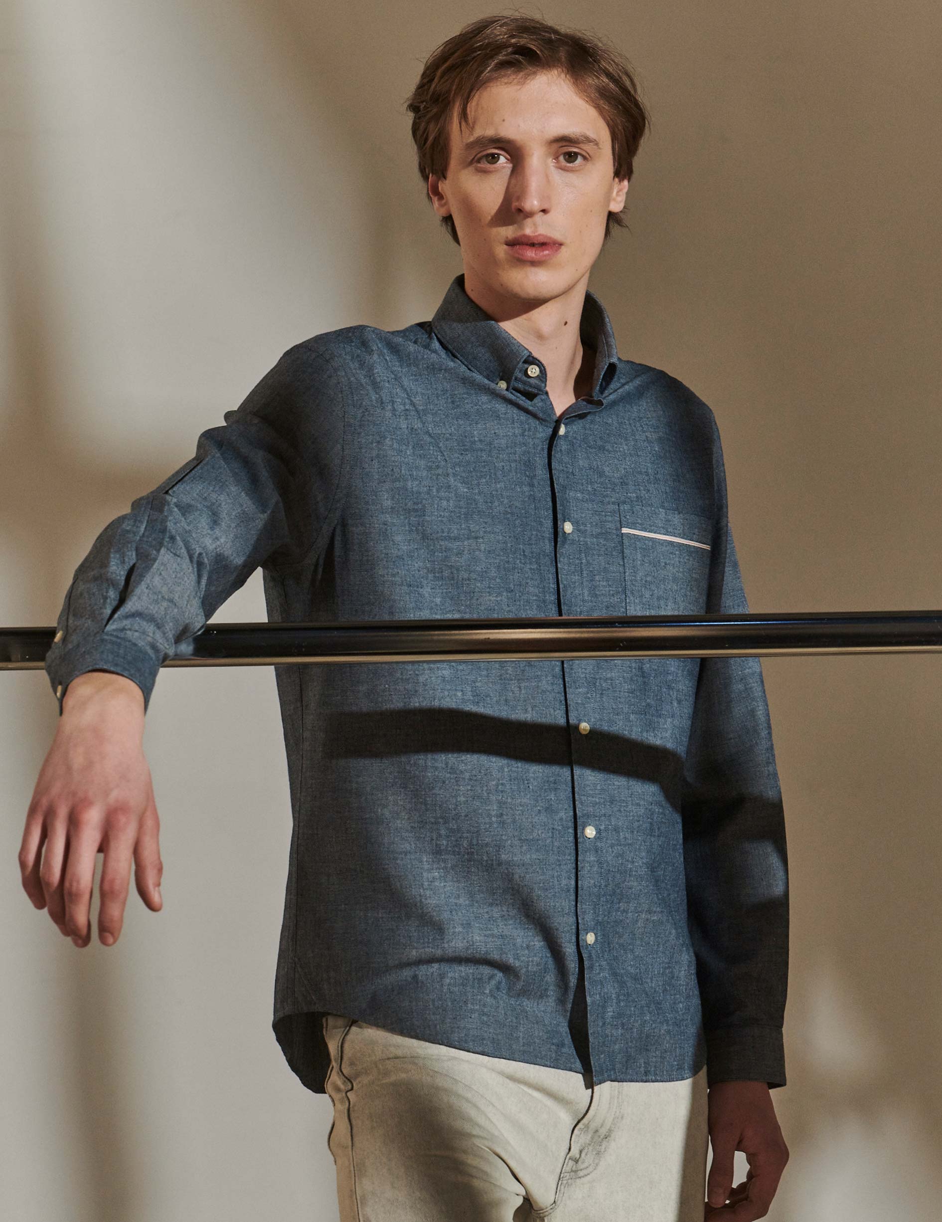 Amaury shirt in blue denim - Chambray - American Collar