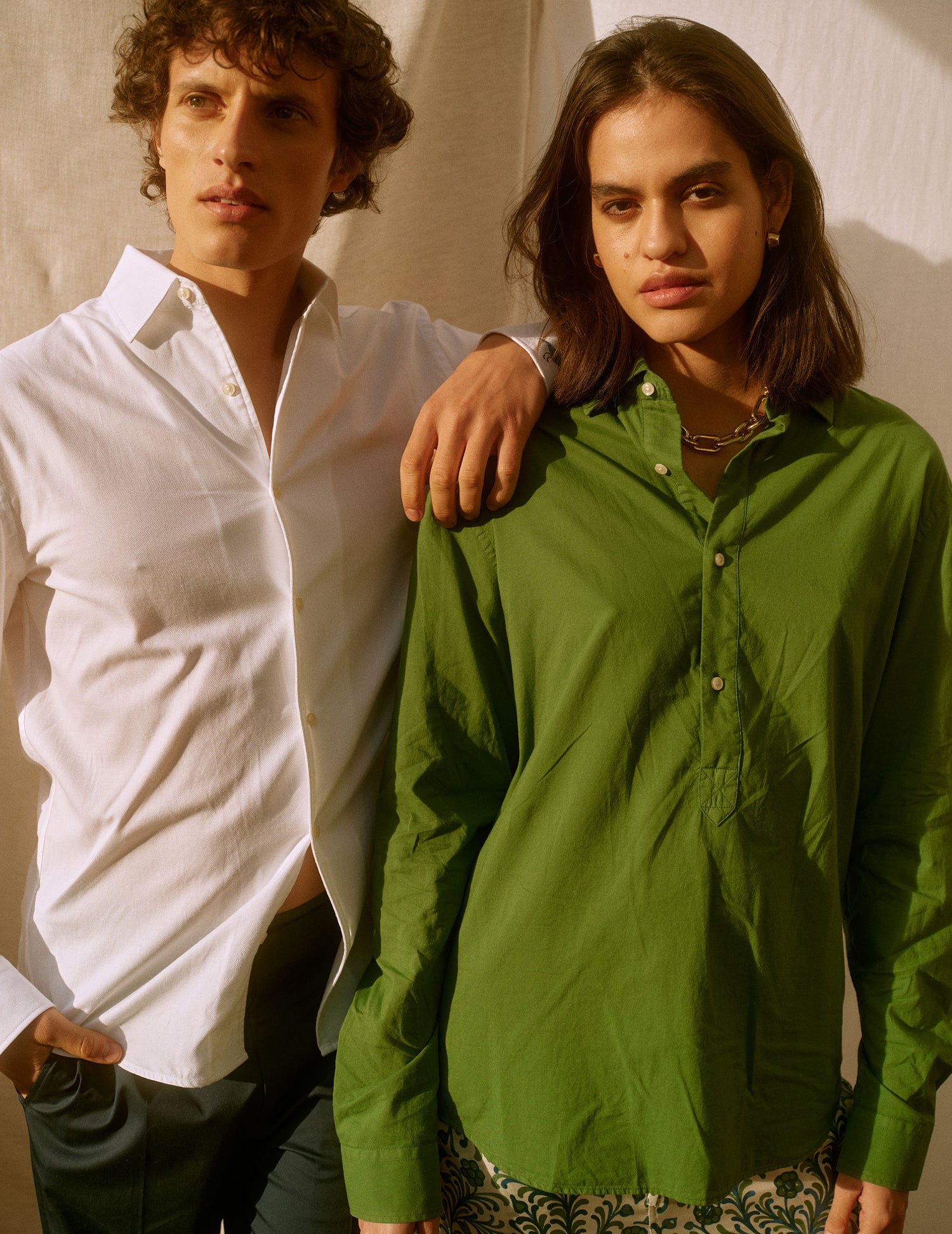 Green Cadaques shirt - Cotton voile - Shirt  Collar#8