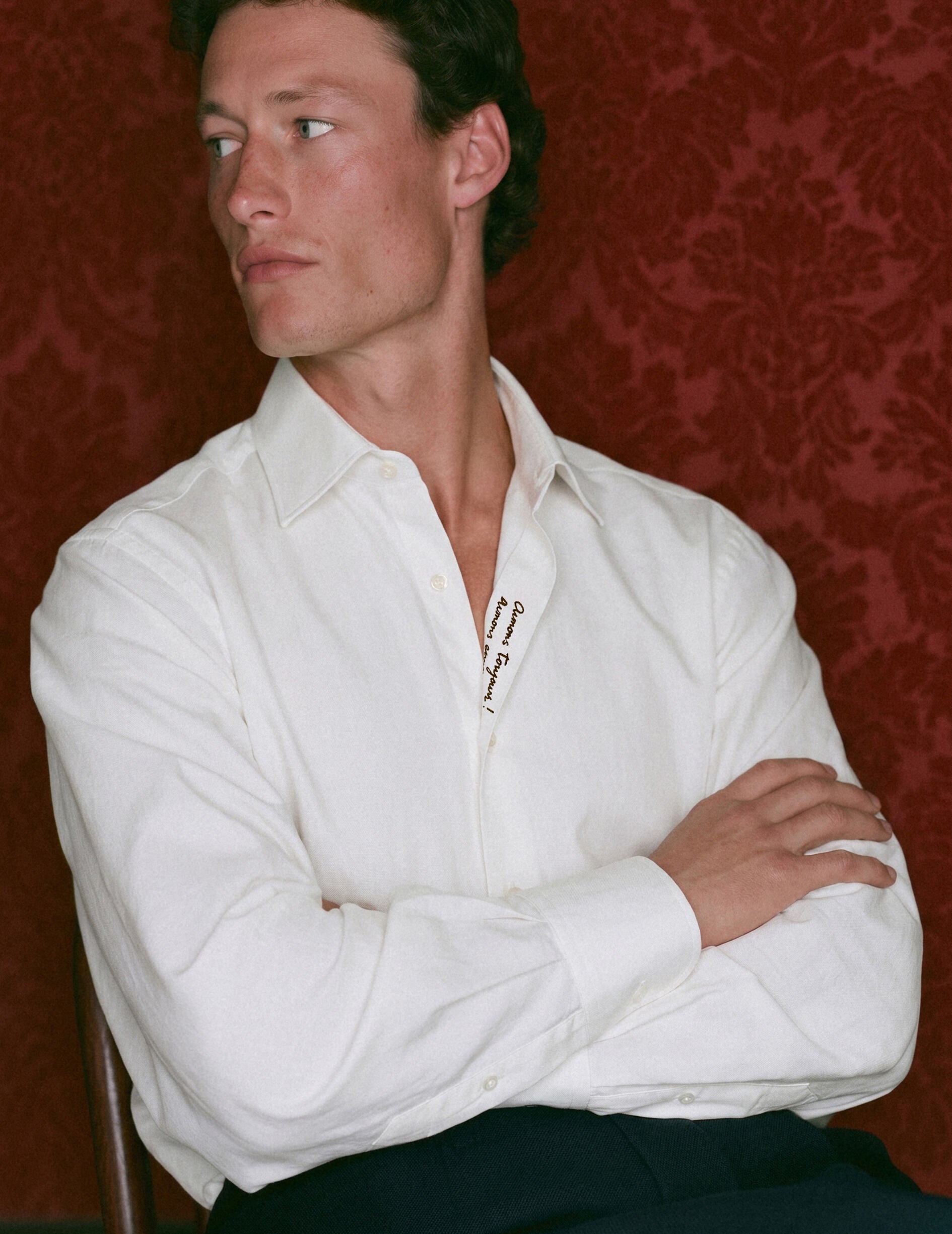 Unisex Hugo white shirt - Popeline - Figaret Collar