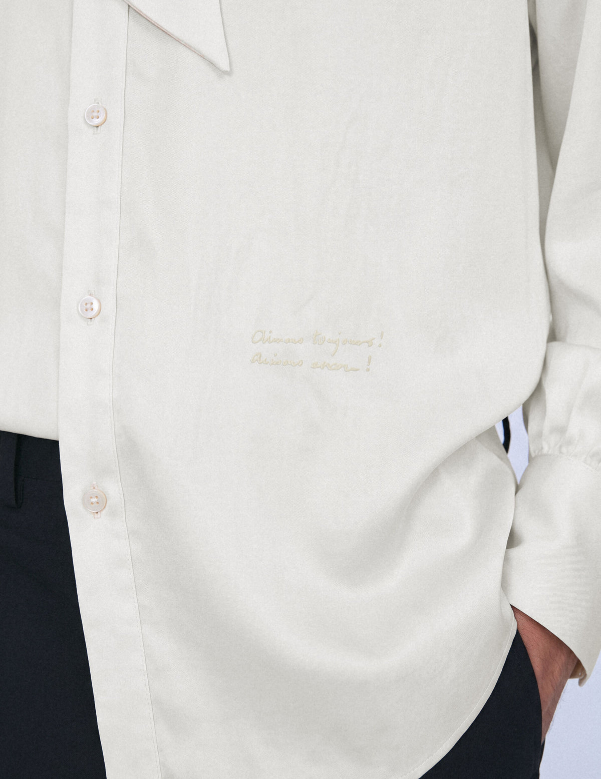 Unisex Victor ecru shirt - Lyocell - Lavallière Collar