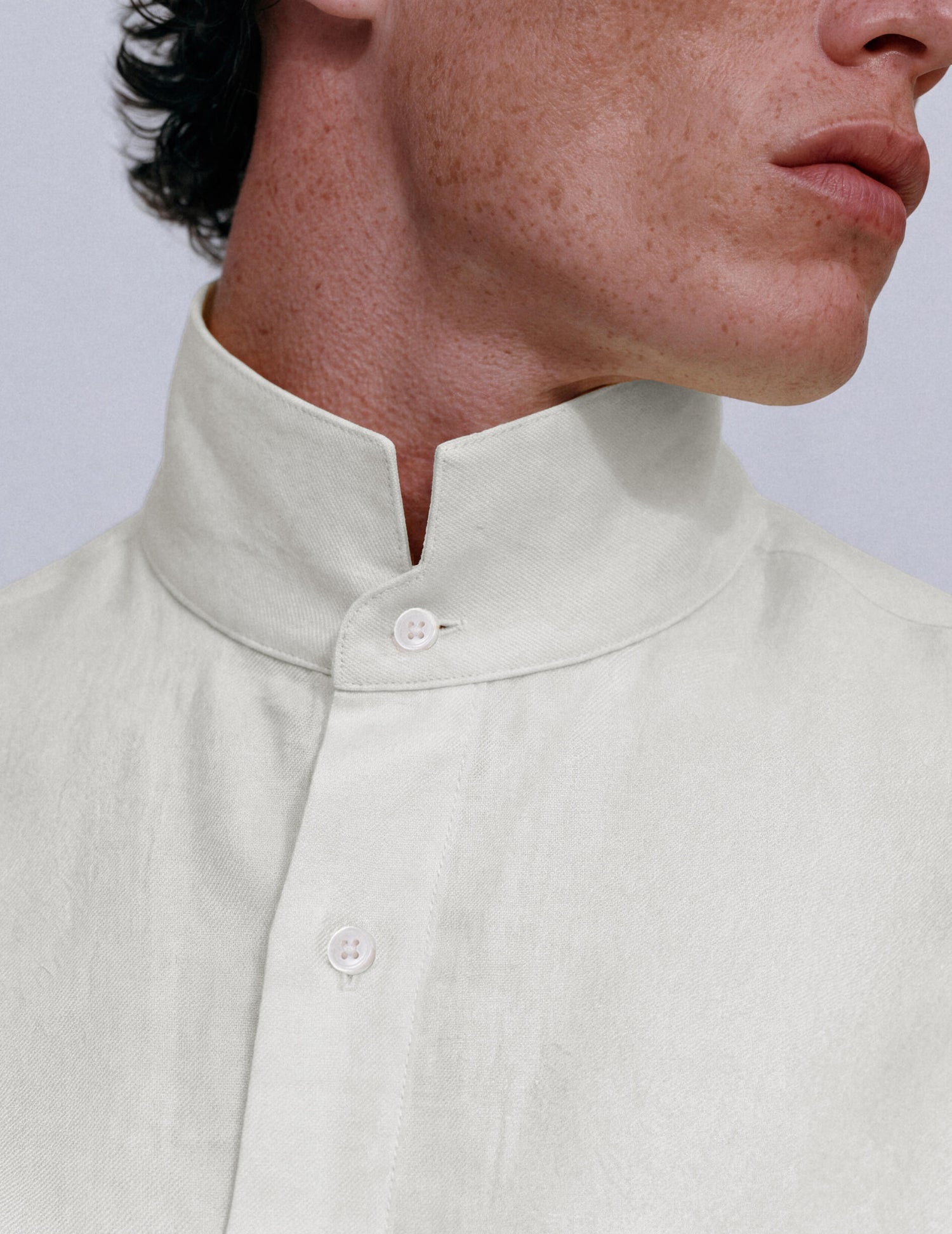 Unisex Victor ecru shirt - Lyocell - Lavallière Collar#3