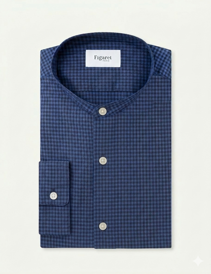 Semi-fitted shirt with blue checks