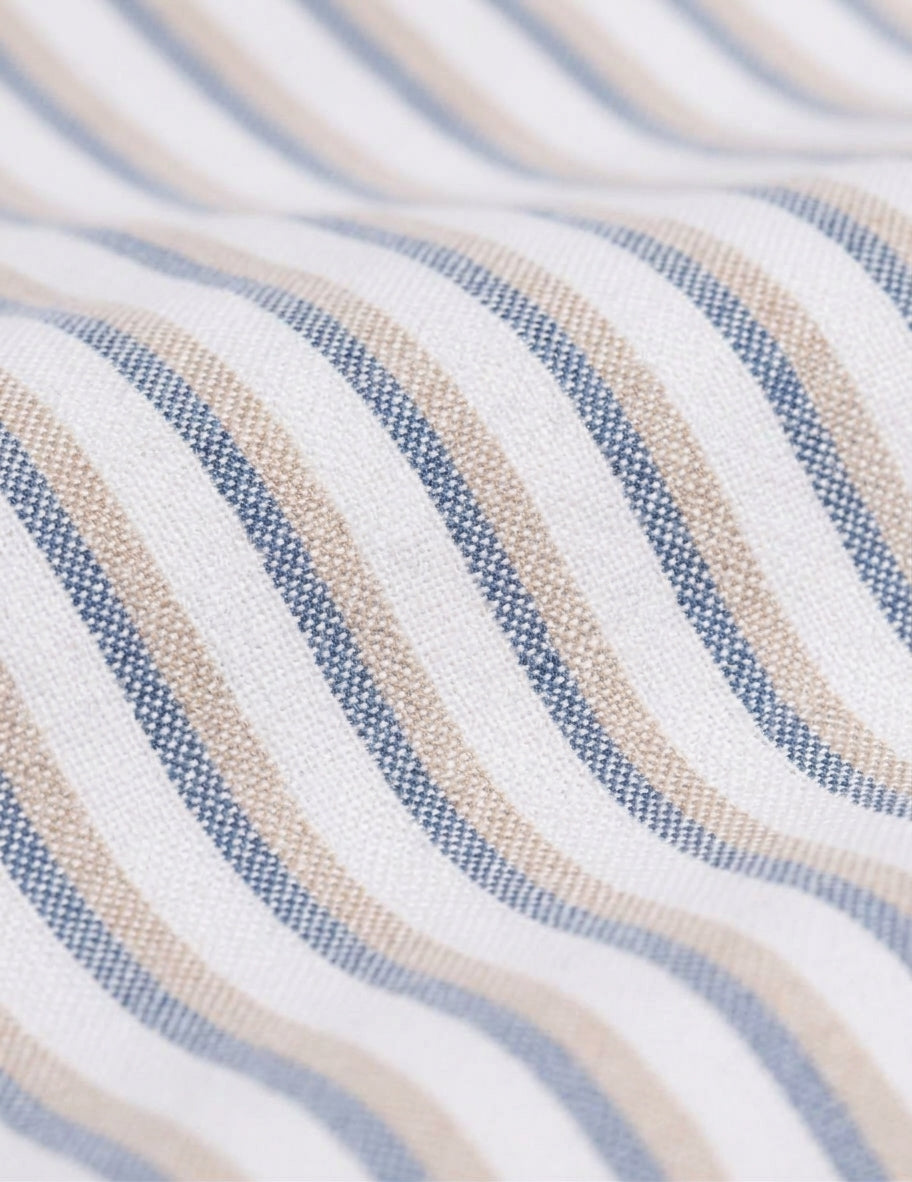 Beige striped Gaspard shirt - brushed oxford - American Collar