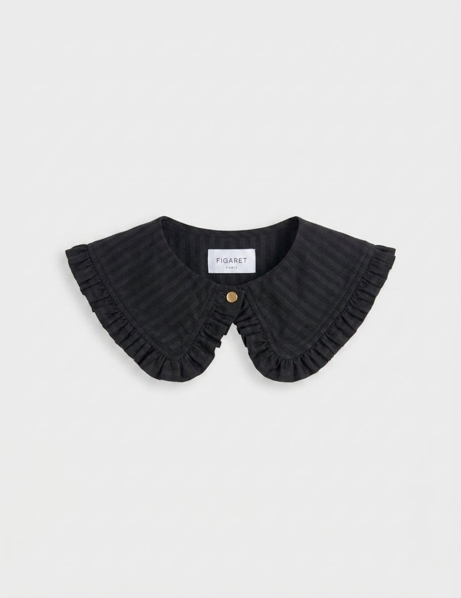 Black striped cotton satin removable collar