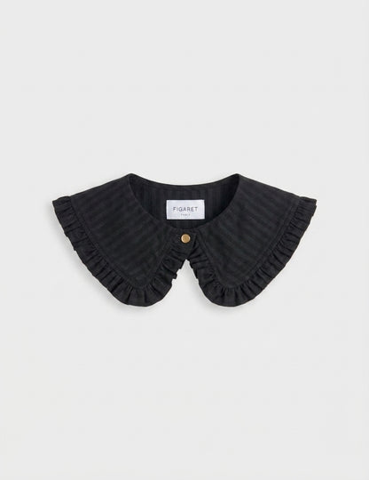 Black striped cotton satin removable collar