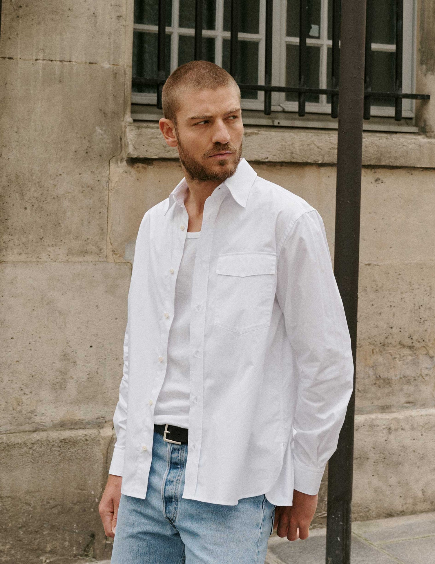 Long white Marais shirt - Poplin - French Collar#1