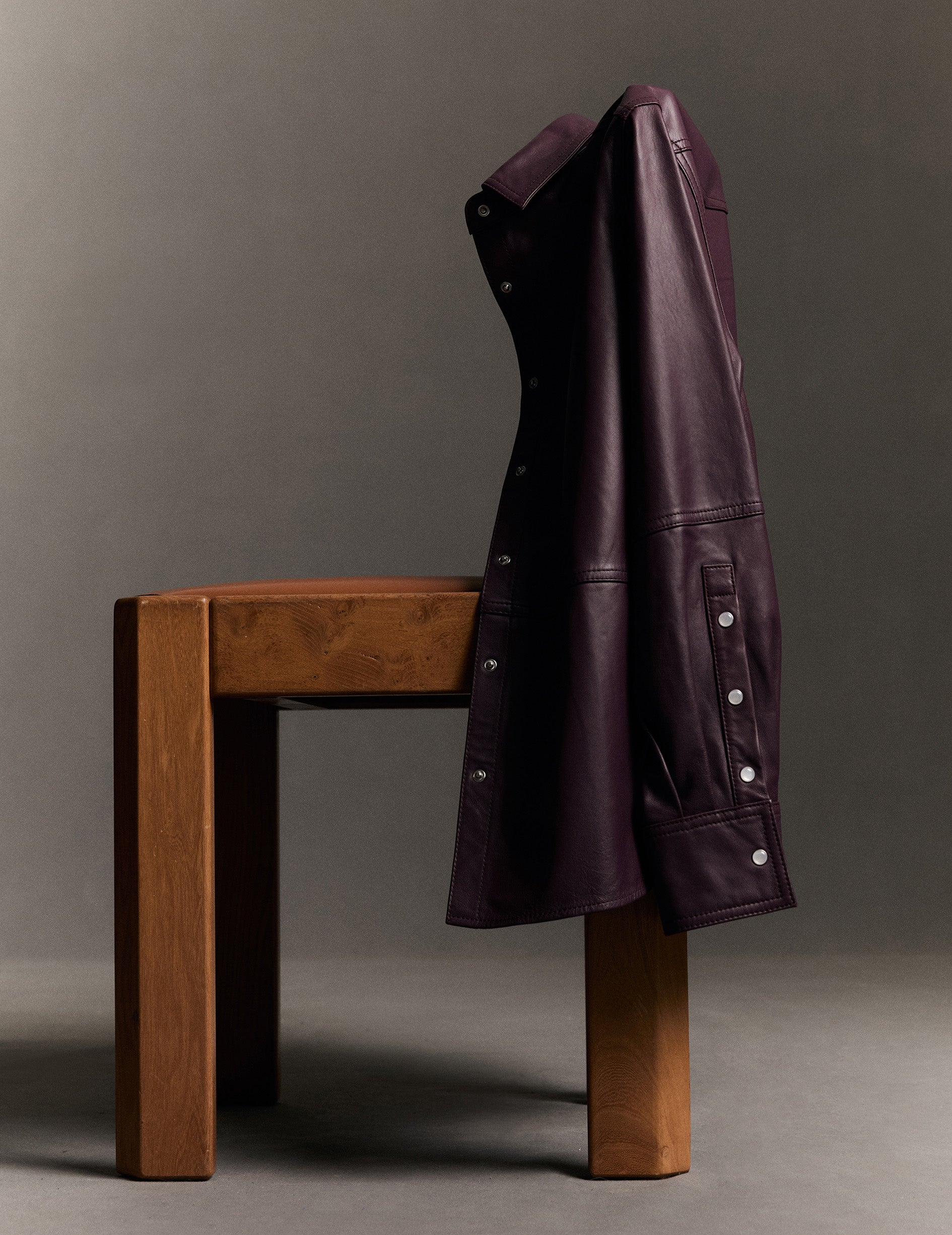 Marylou burgundy leather shirt jacket