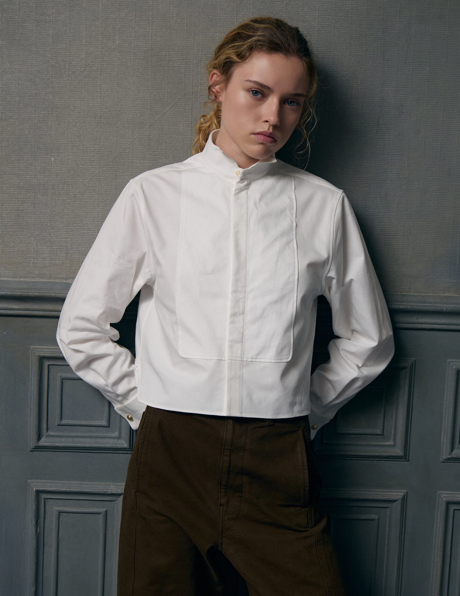 White boxy preppy shirt - Ottoman - Broken Collar - Musketeers Cuffs