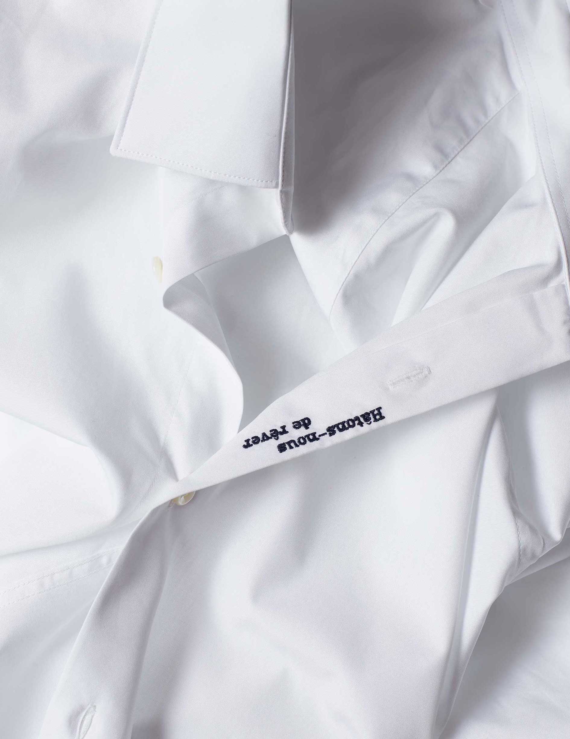 "Hâtons-nous de rêver" white shirt - Poplin - Figaret Collar