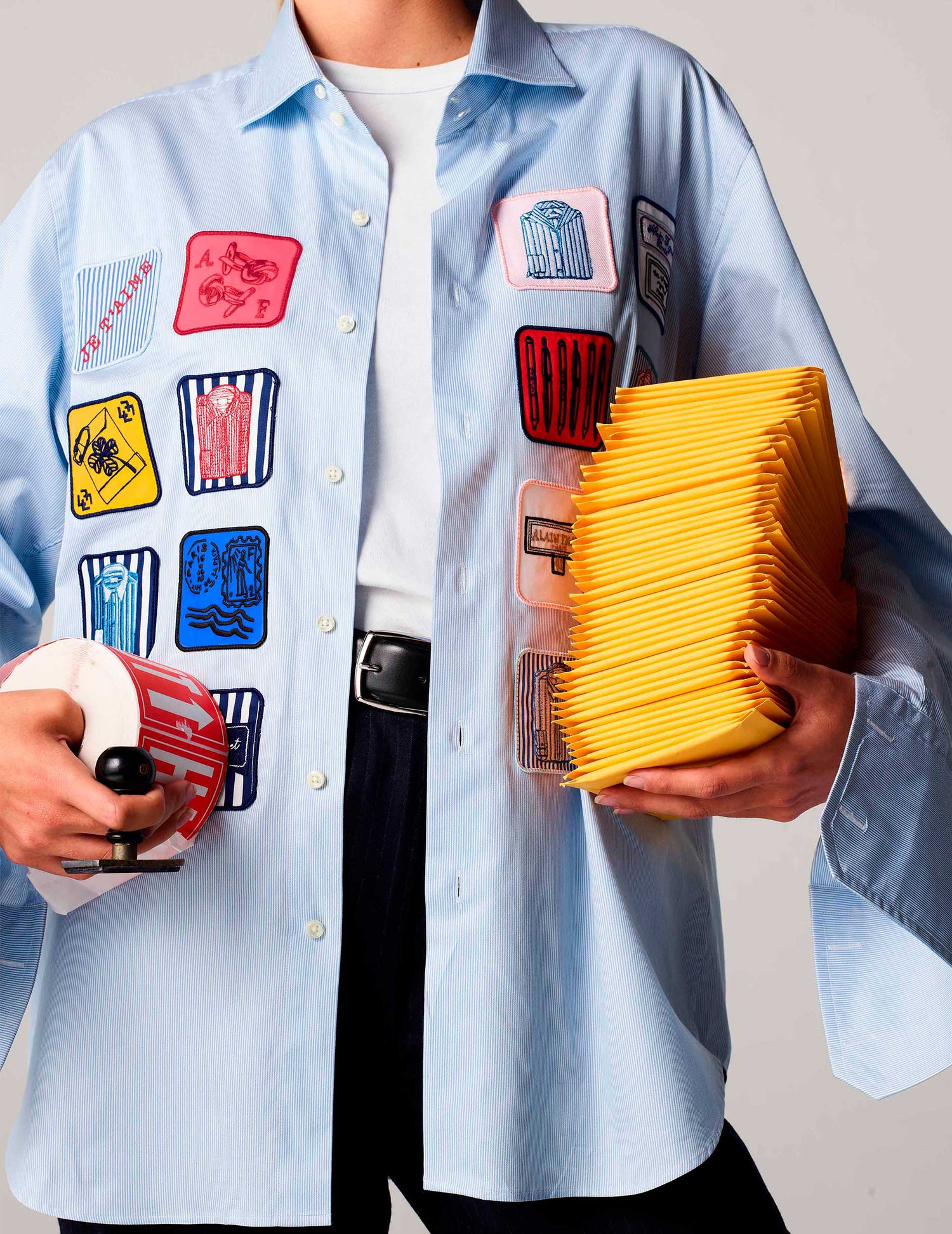 Striped blue 16 badges shirt - Figaret x En Vrac