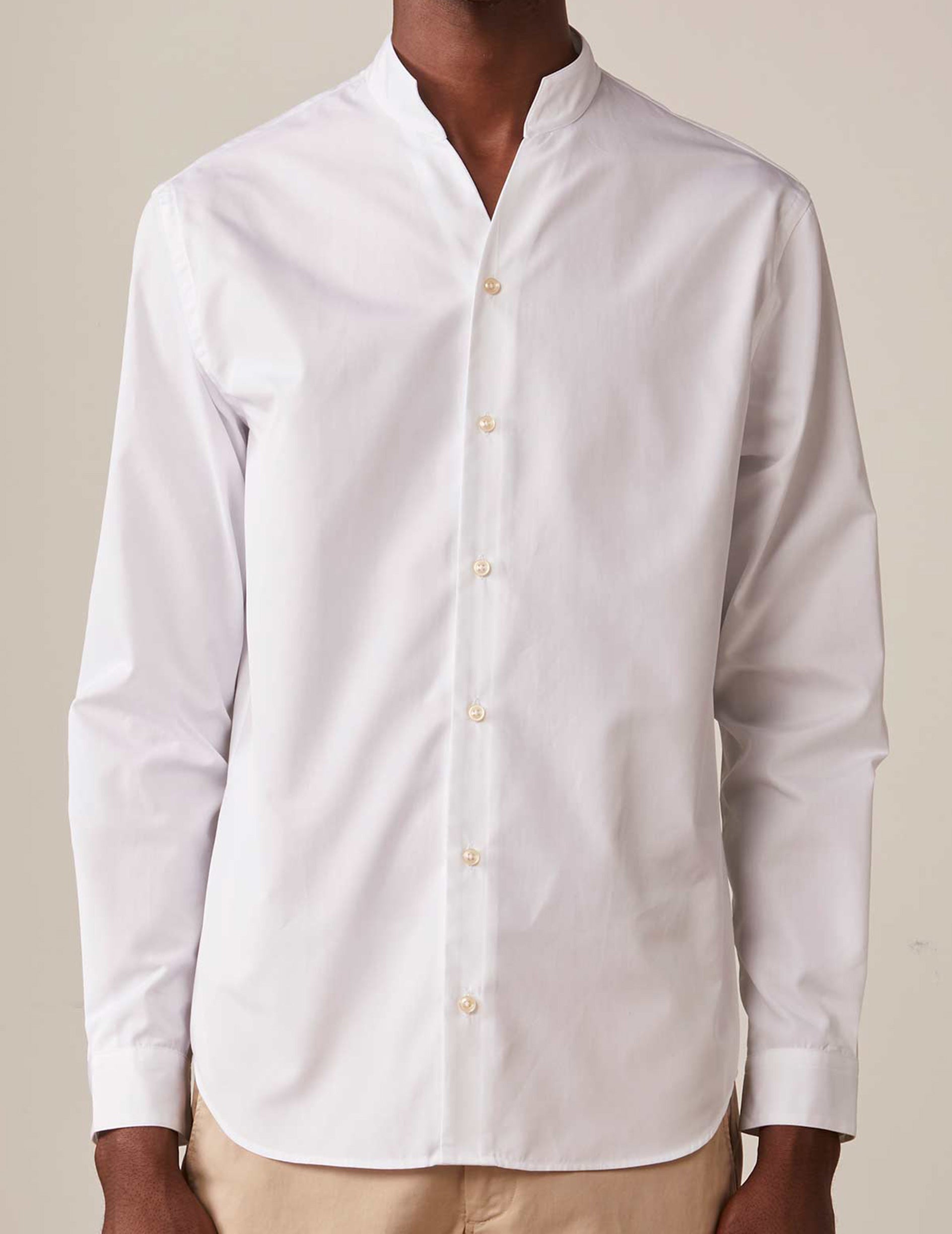Carl blue shirt - Poplin - Open straight Collar
