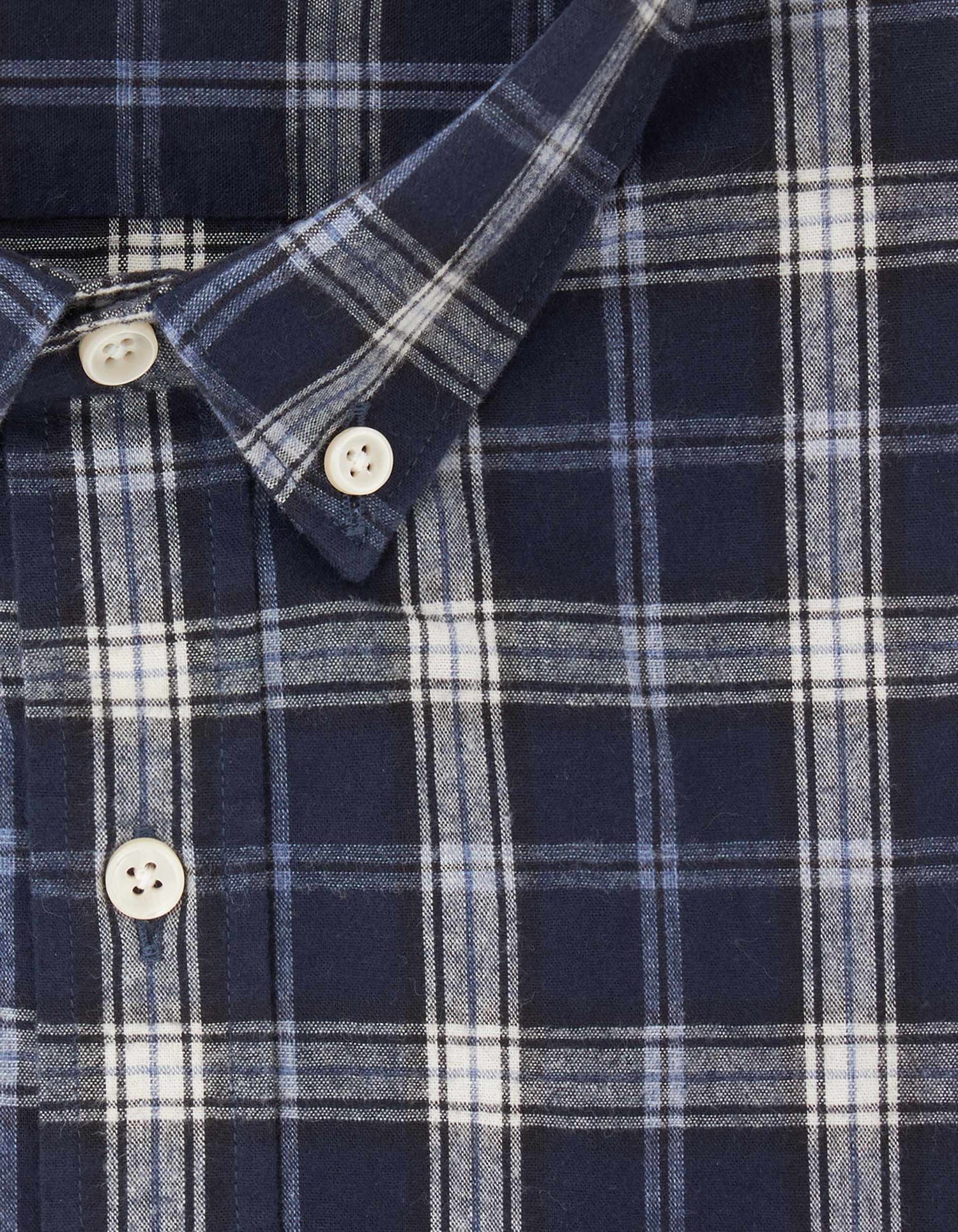 Chemise Gaspard à carreaux marine - Flanelle - Col Américain#6