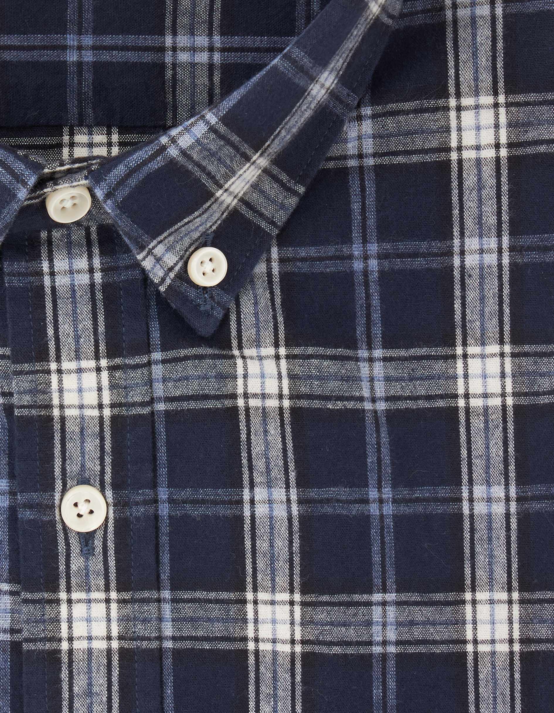 Chemise Gaspard à carreaux marine - Flanelle - Col Américain