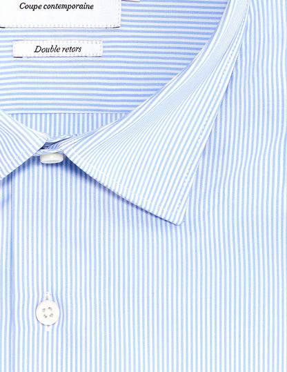 Semi-fitted blue striped shirt