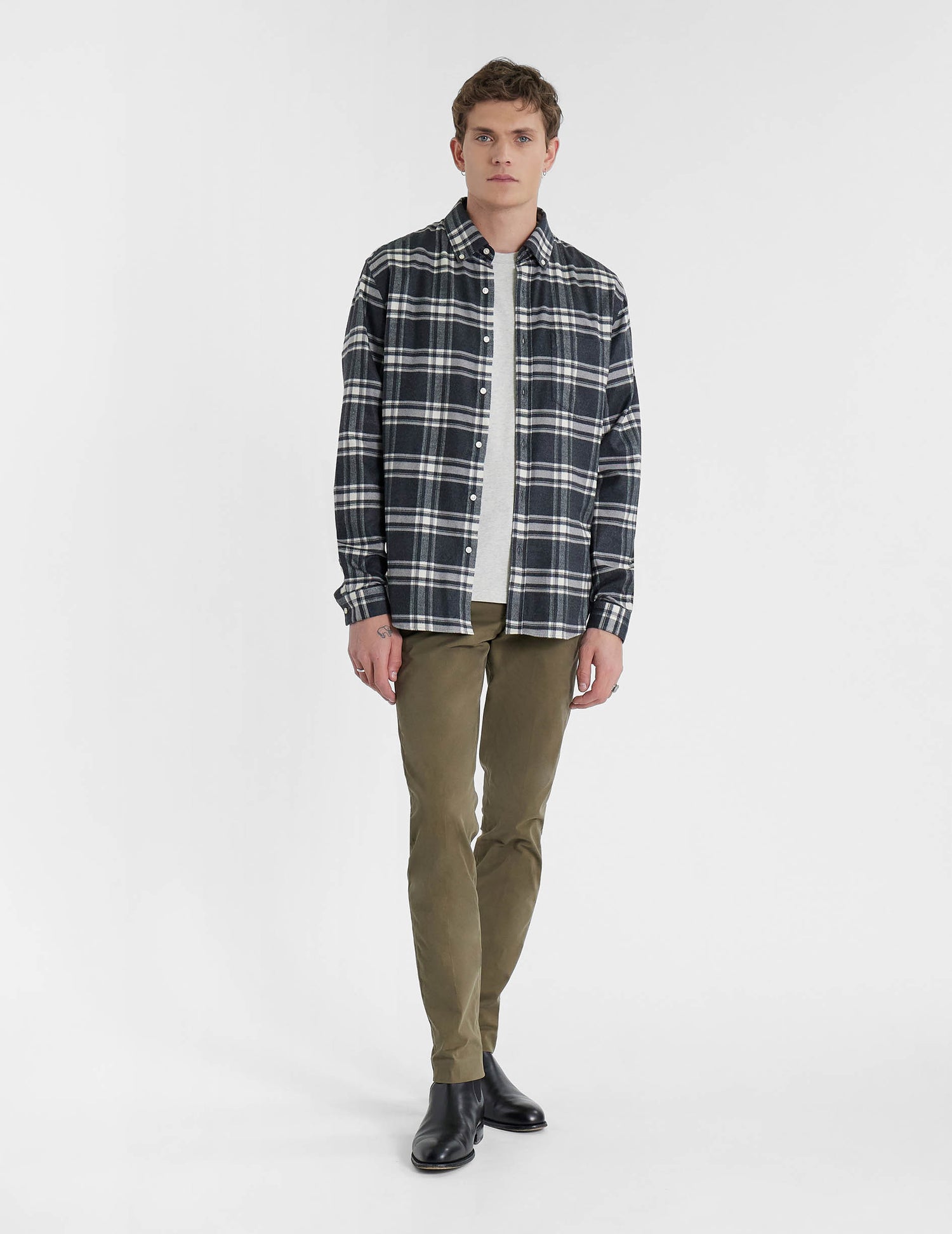 Gabriel shirt with gray checks - Flannel - American Collar#4