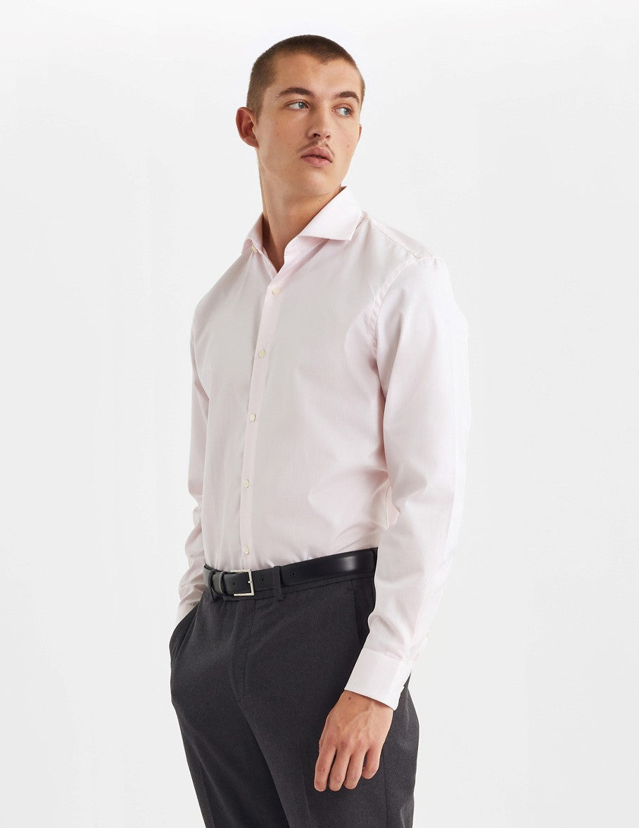 Semi-fitted pink striped shirt - Poplin - Italian Collar#3